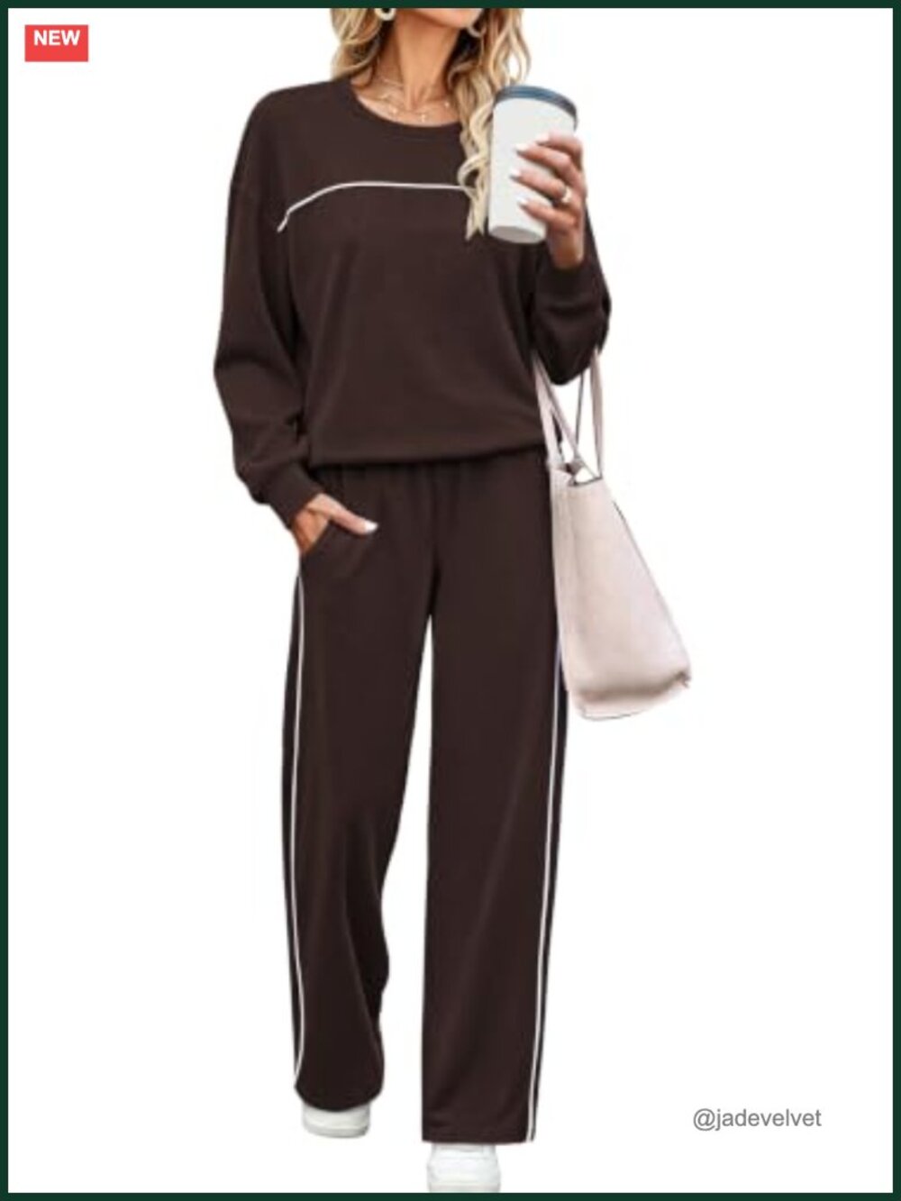 Women's 2 Piece Lounge Set, Brushed Fabric Matching Set, Relaxed Fit Long